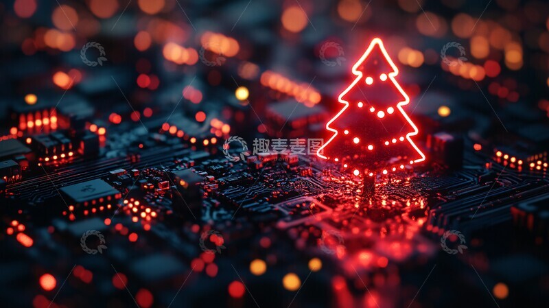 高清大图下载【趣麦麦图】数字圣诞树电路板1