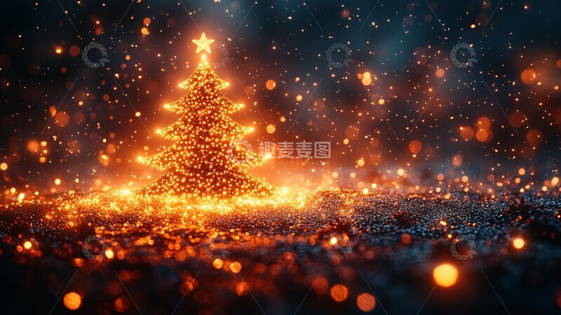 高清大图下载【趣麦麦图】圣诞树简洁灯光效果1