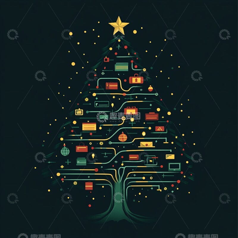 高清大图下载【趣麦麦图】圣诞树连接系统3