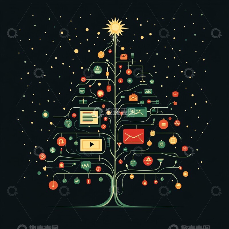 高清大图下载【趣麦麦图】圣诞树连接系统2