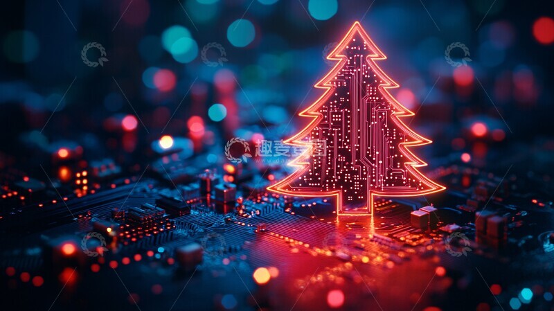高清大图下载【趣麦麦图】数字圣诞树电路板3
