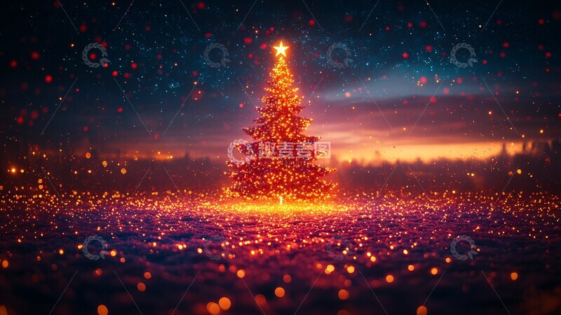 高清大图下载【趣麦麦图】圣诞树简洁灯光效果2