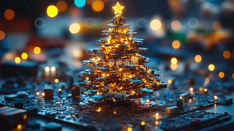 高清大图下载【趣麦麦图】电脑零件圣诞树