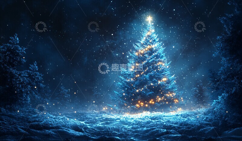 高清大图下载【趣麦麦图】圣诞树与蓝光2