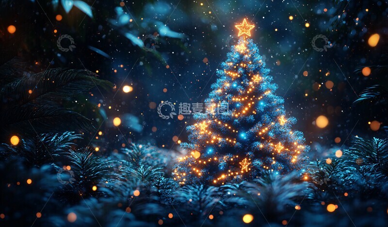 高清大图下载【趣麦麦图】圣诞树与蓝光3