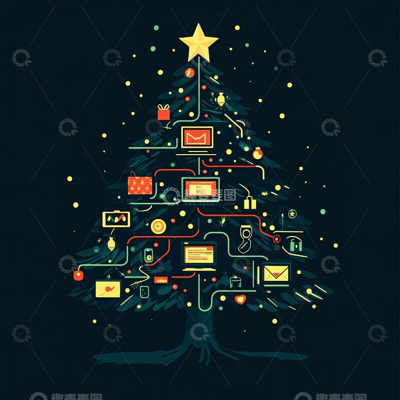 高清大图下载【趣麦麦图】圣诞树连接系统