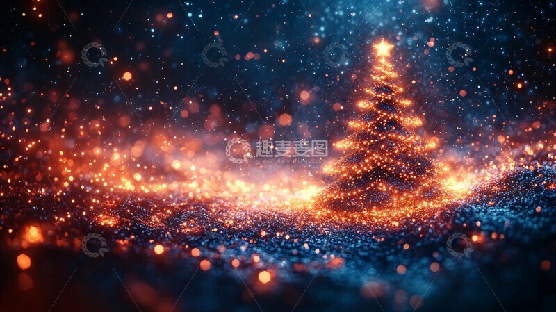 高清大图下载【趣麦麦图】圣诞树简洁灯光效果