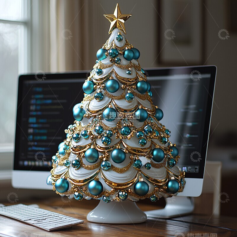 高清大图下载【趣麦麦图】圣诞树与圣诞球