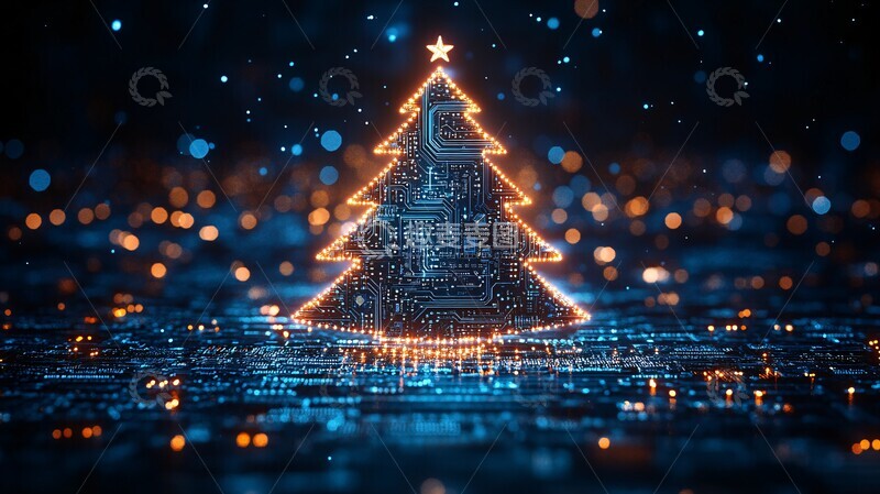 高清大图下载【趣麦麦图】电路板圣诞树10