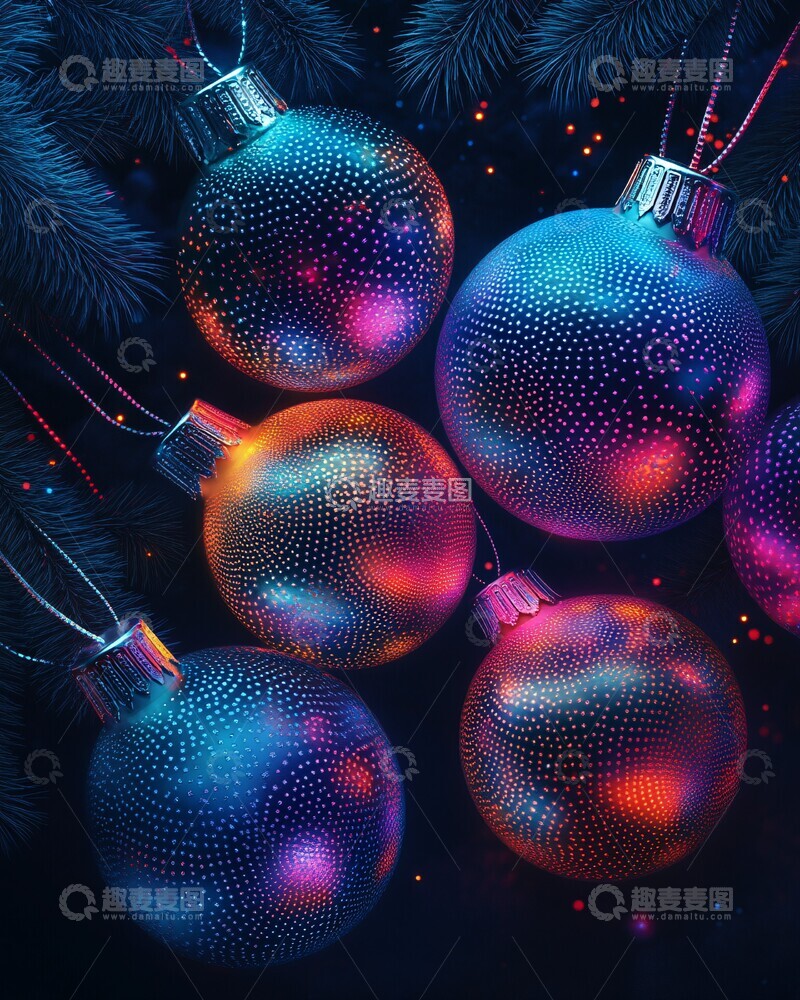 高清大图下载【趣麦麦图】霓虹渐变圣诞球2