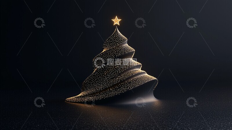 高清大图下载【趣麦麦图】金色星星圣诞树1