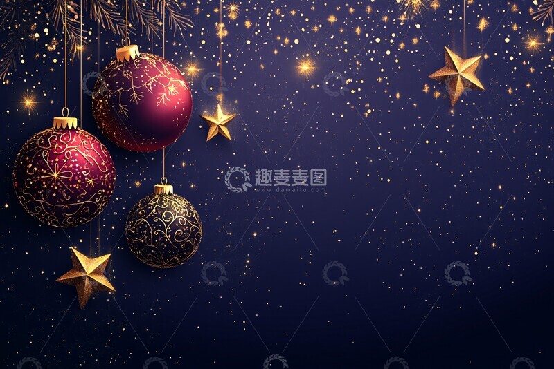 高清大图下载【趣麦麦图】紫色背景新年装饰1