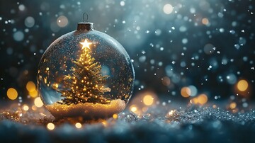 圣诞球圣诞树雪景