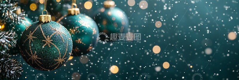 高清大图下载【趣麦麦图】深绿圣诞球挂饰2