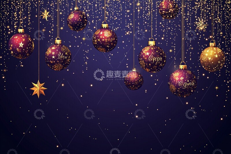 高清大图下载【趣麦麦图】紫色背景新年装饰