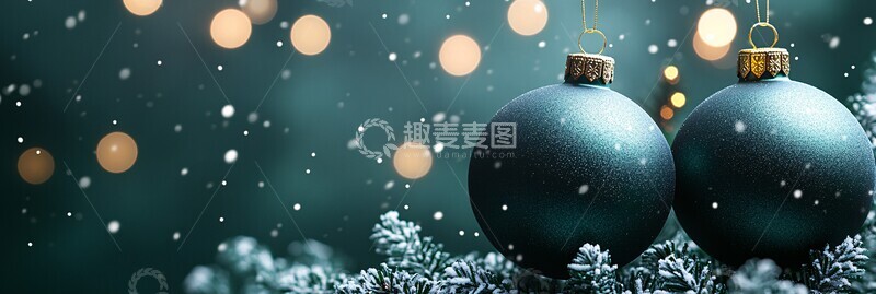 高清大图下载【趣麦麦图】深绿圣诞球挂饰