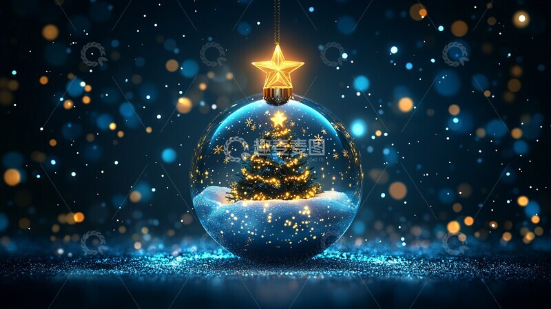 高清大图下载【趣麦麦图】圣诞球圣诞树雪景2