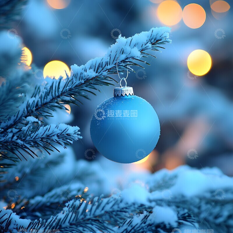 高清大图下载【趣麦麦图】蓝球雪花树枝2