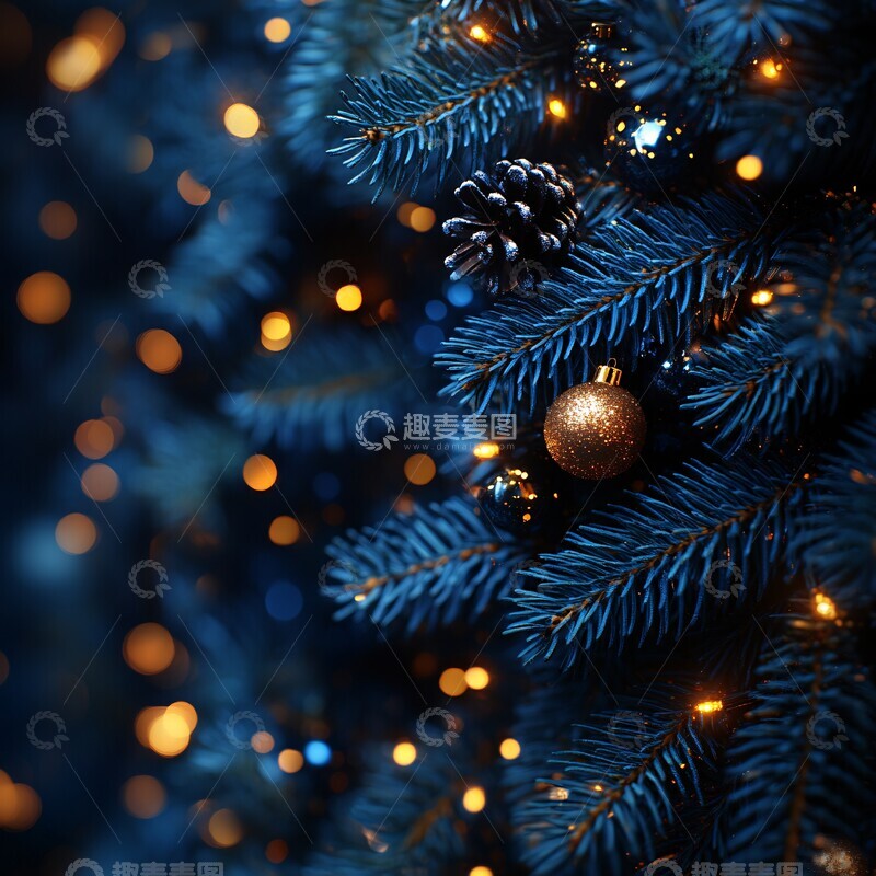 高清大图下载【趣麦麦图】蓝色晚霞圣诞背景1