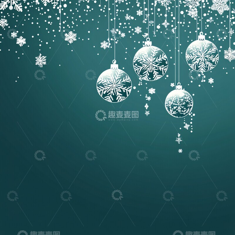 高清大图下载【趣麦麦图】渐变青背景雪景图3