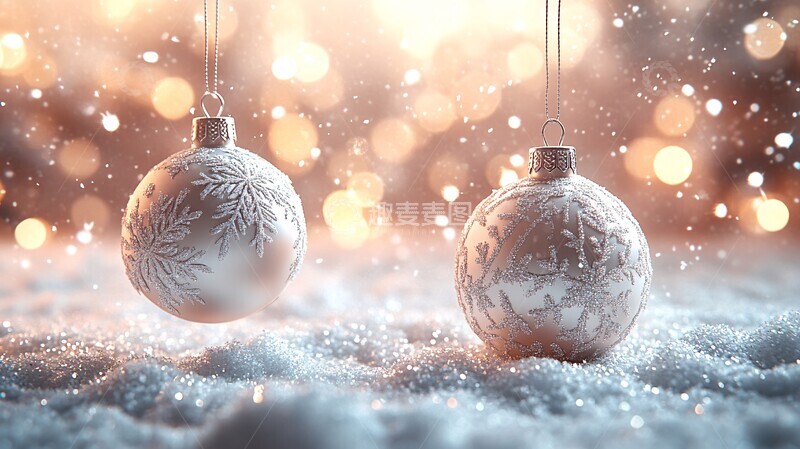 高清大图下载【趣麦麦图】银白渐变圣诞挂饰1