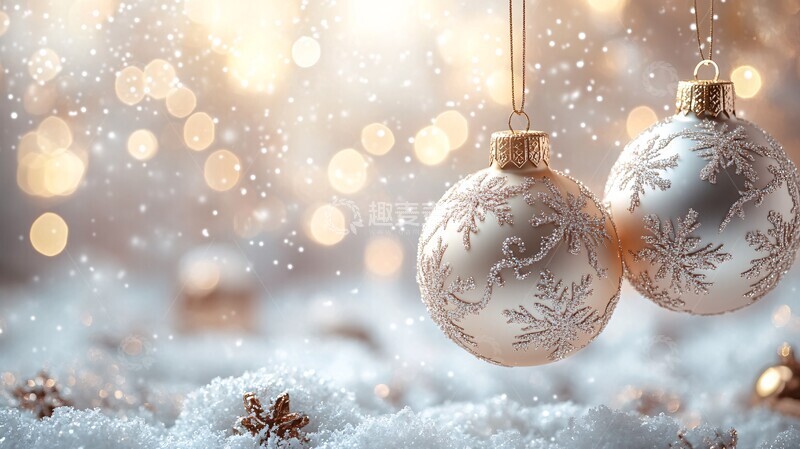 高清大图下载【趣麦麦图】银白渐变圣诞挂饰3