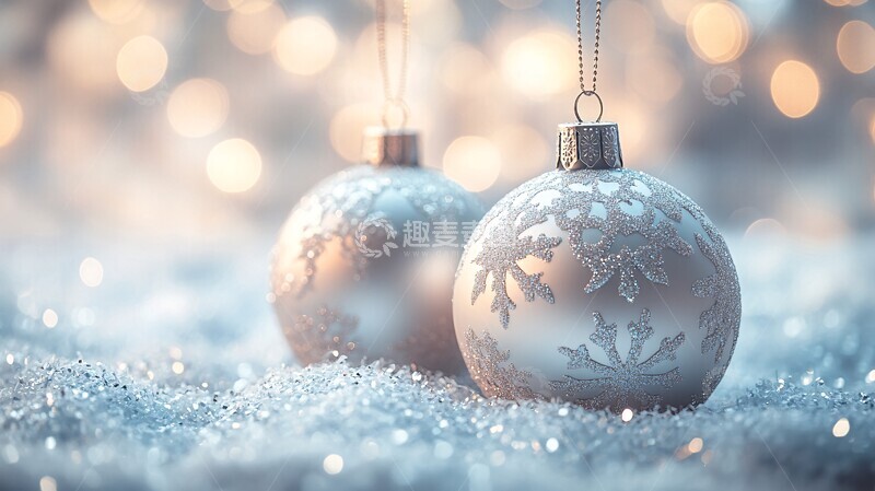 高清大图下载【趣麦麦图】银白渐变圣诞挂饰