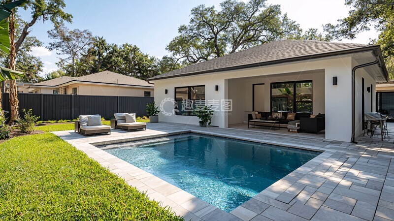 高清大图下载【趣麦麦图】白色小屋中庭拍摄1