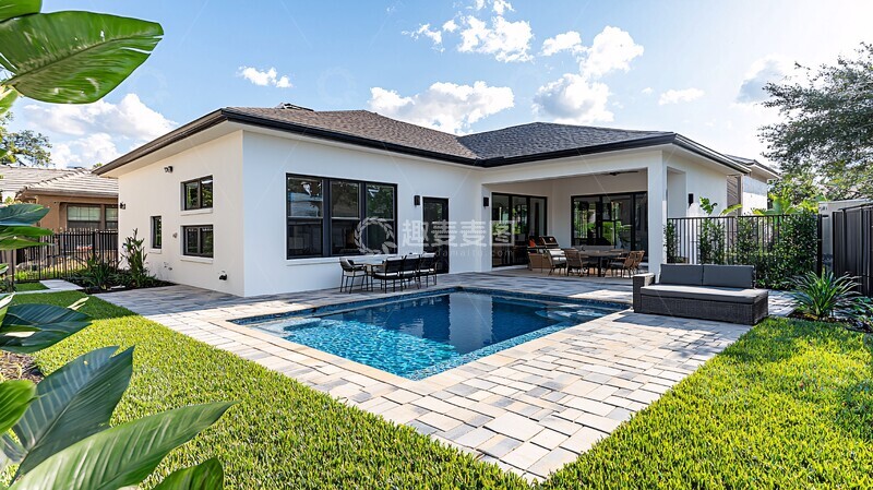 高清大图下载【趣麦麦图】白色小屋中庭拍摄