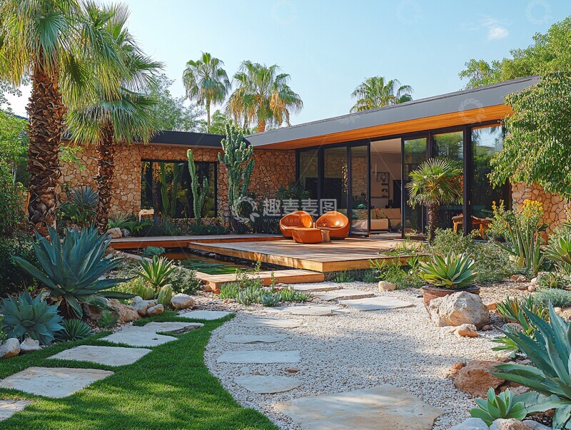 高清大图下载【趣麦麦图】棕榈盆栽与龙舌兰3