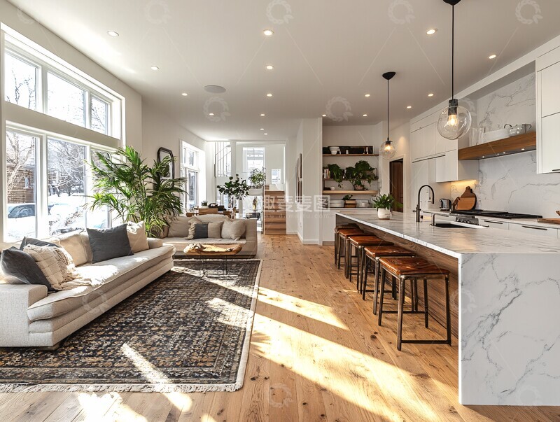 高清大图下载【趣麦麦图】开放式厨房内景1