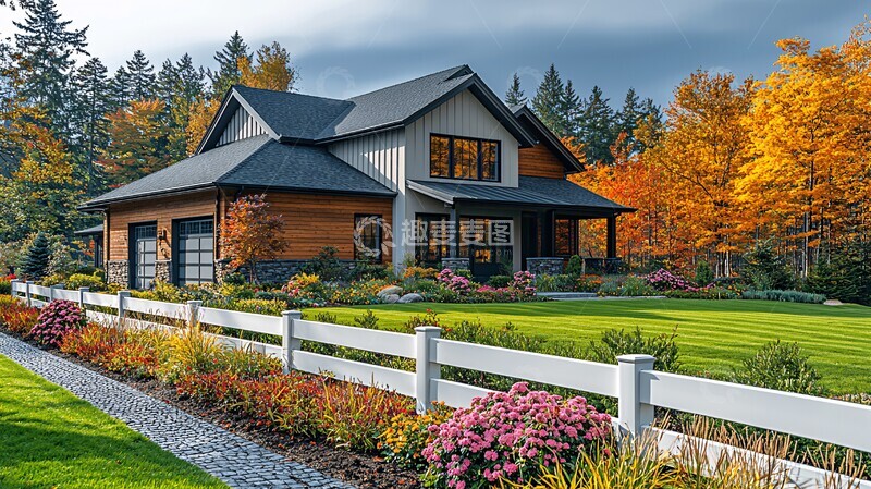 高清大图下载【趣麦麦图】白色围栏现代住宅