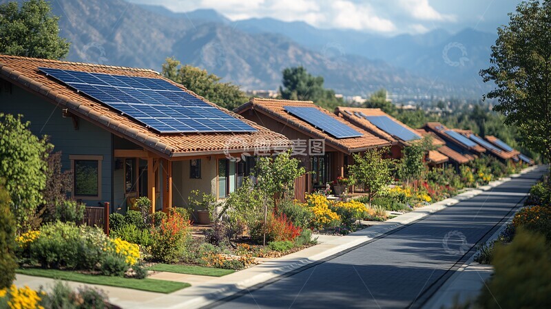 高清大图下载【趣麦麦图】太阳能板覆盖屋顶