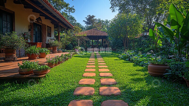 高清大图下载【趣麦麦图】-别墅前后花园