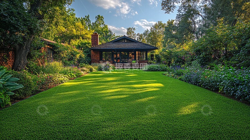 高清大图下载【趣麦麦图】-花园草坪与房屋