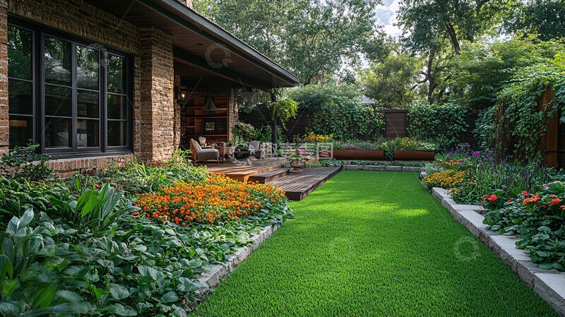 高清大图下载【趣麦麦图】花园草坪与房屋1