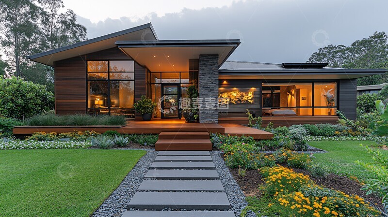 高清大图下载【趣麦麦图】现代住宅前院夏日2