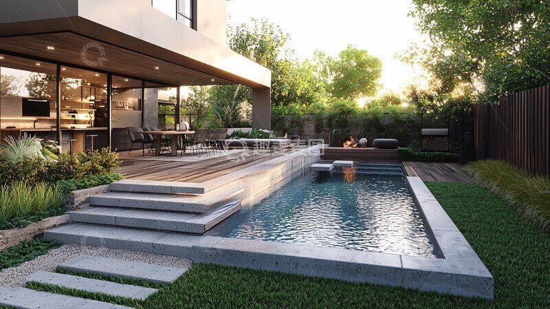 高清大图下载【趣麦麦图】现代泳池露台设计