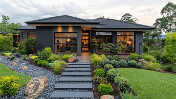 现代住宅前院夏日