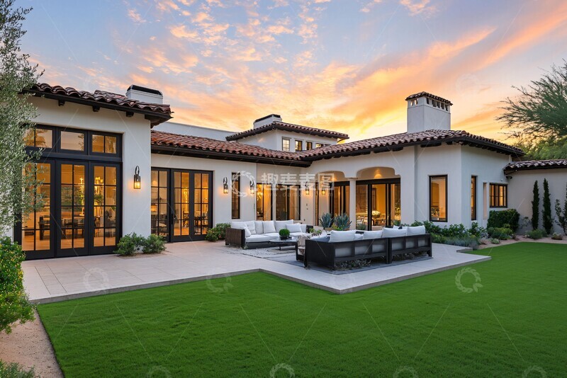 高清大图下载【趣麦麦图】西班牙风格住宅前视图