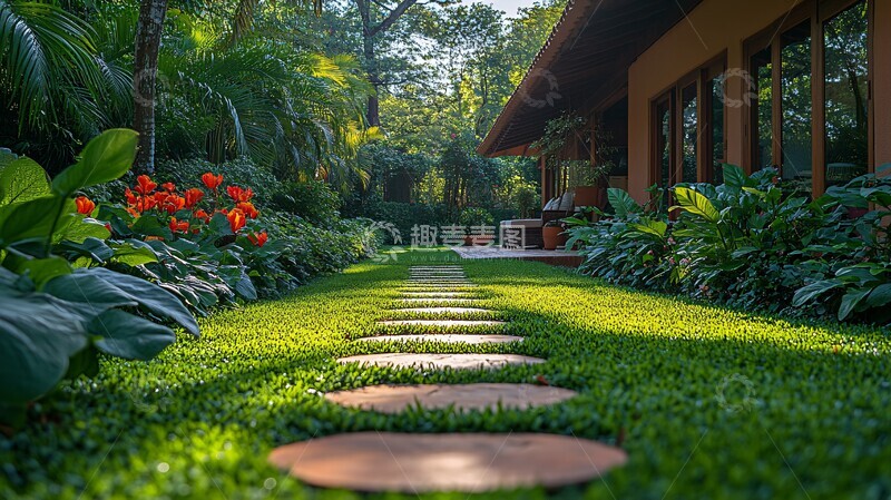 高清大图下载【趣麦麦图】别墅前后花园2