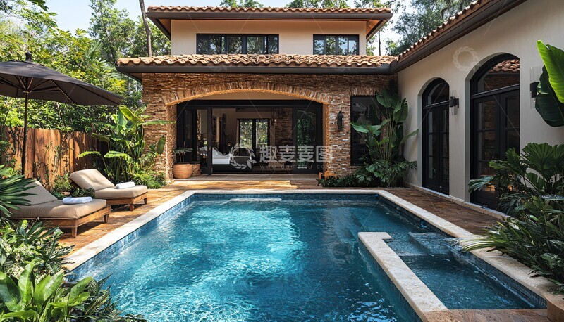 高清大图下载【趣麦麦图】地中海风格小泳池1