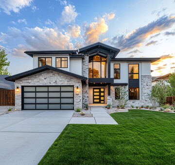 石外墙双层车库住宅