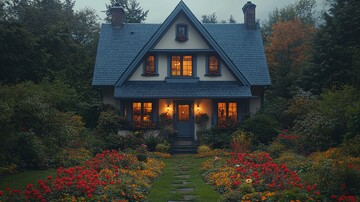 蓝顶白墙房屋封面照2