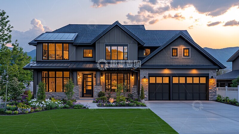 高清大图下载【趣麦麦图】温暖色调住宅外观1