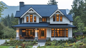 蓝顶白墙房屋封面照