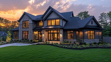 夕阳下的现代住宅1