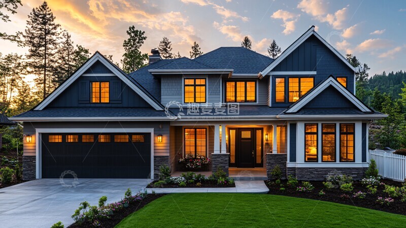 高清大图下载【趣麦麦图】温暖色调住宅外观