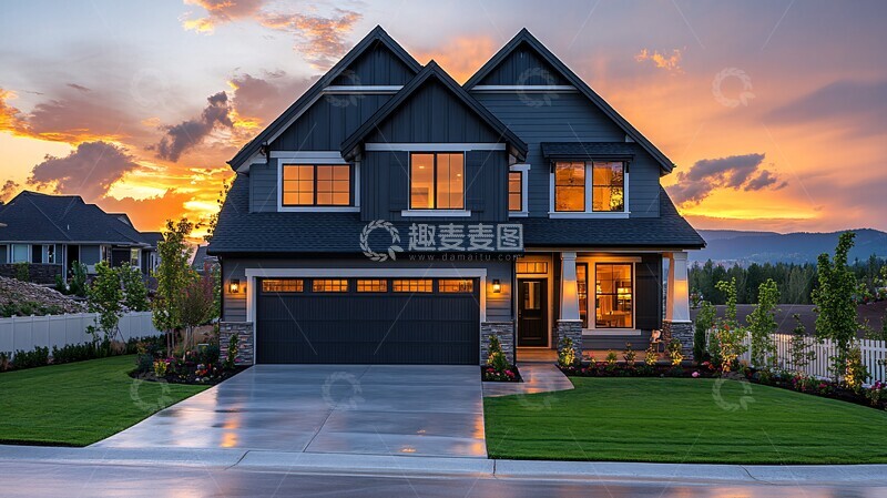 高清大图下载【趣麦麦图】温暖色调住宅外观2