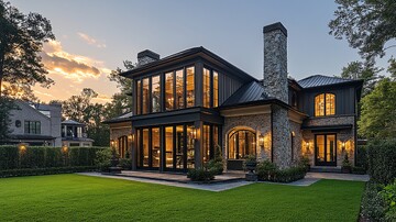 夕阳下的现代住宅